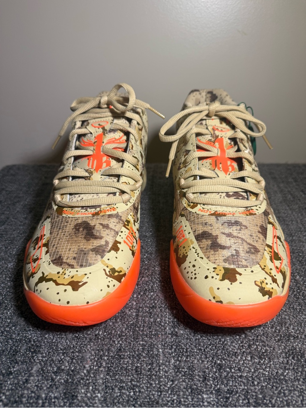 Puma Men's Desert Camo Basketball Sneakers with Bright Orange Accents Size 11